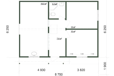 План дачи по Канадской технологии из СИП-панелей, 60м2