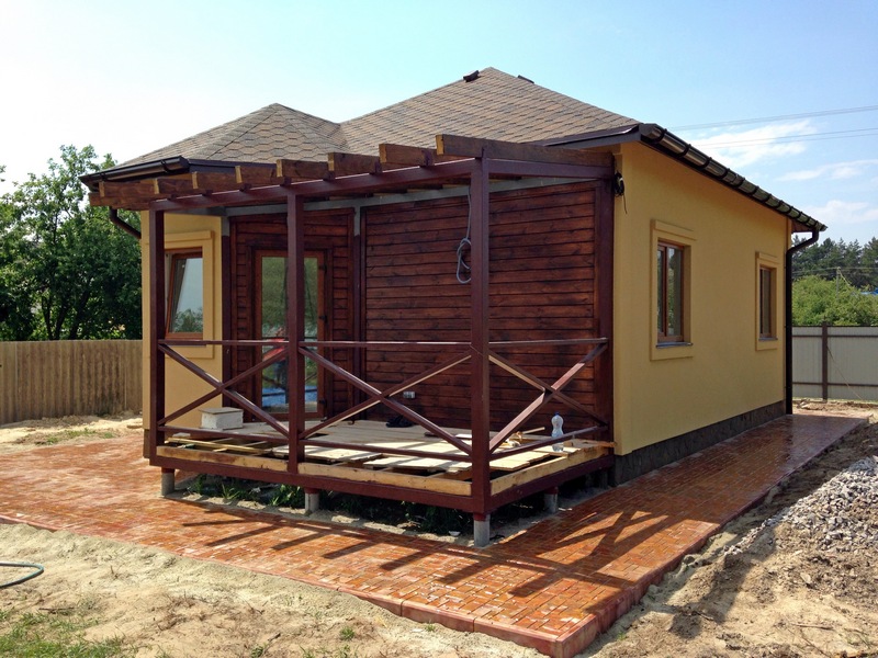 План дачи с террасой из СИП-панелей по Канадской технологии, 60м2