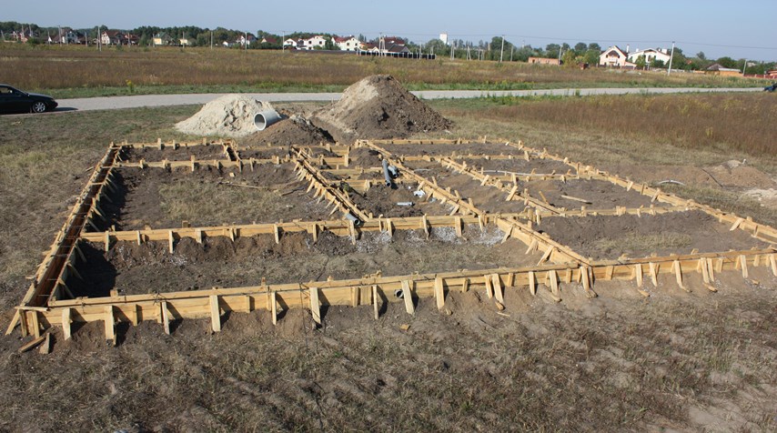 Опалубка перед заливкой фундамента